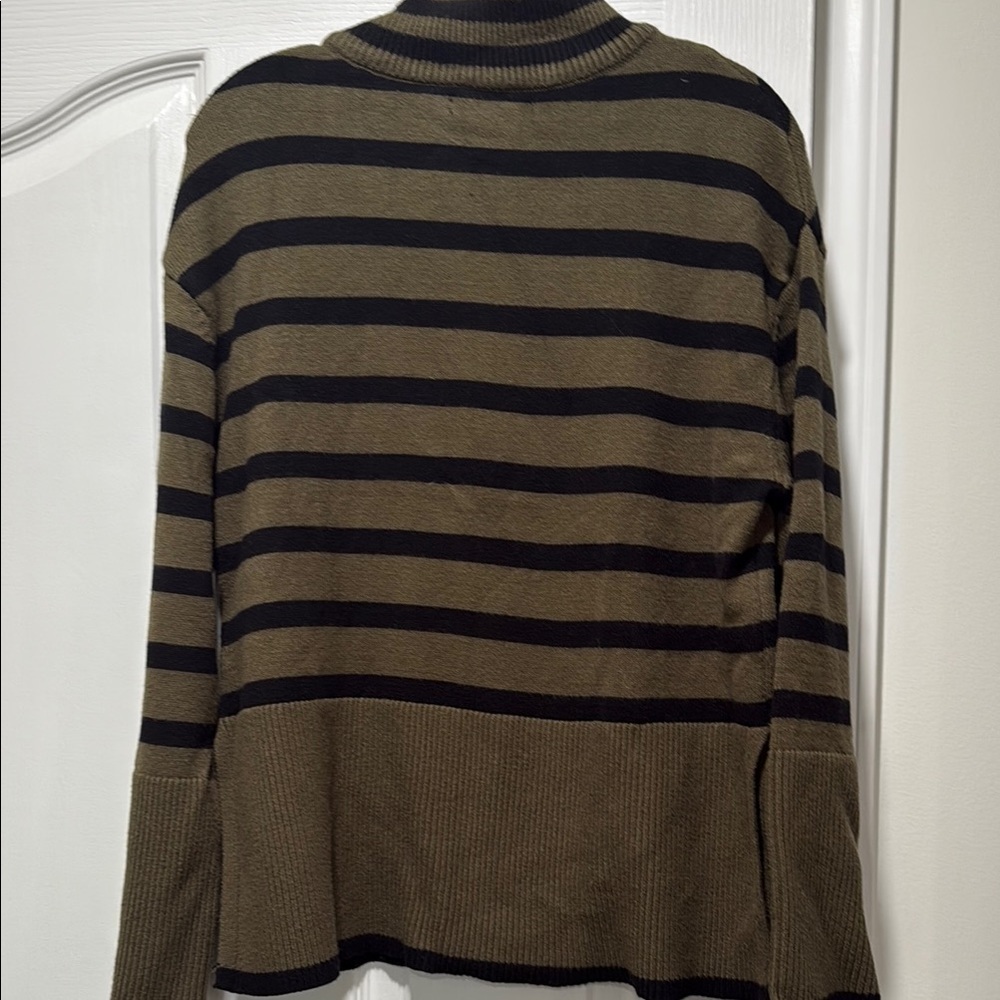 Striped Olive and Black Mock neck Sweater - Picture 5 of 5